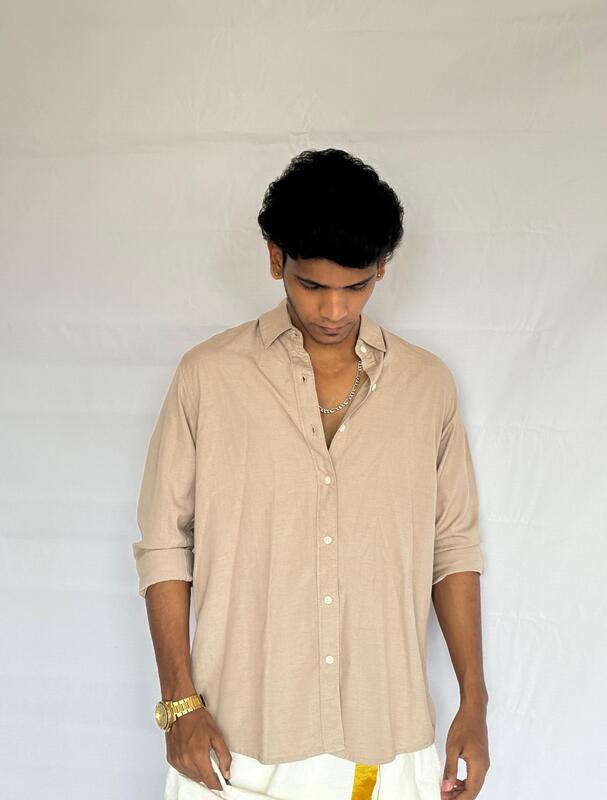 Ivory tan linen shirt