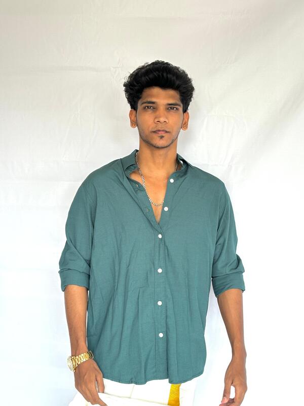 Marine green linen shirt