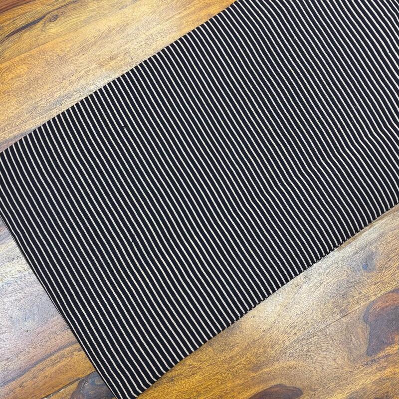 Quirky Block Print Cotton Fabric (Stripes-Black)