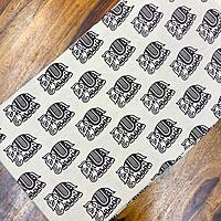 Quirky Block Print Cotton Fabric (Elephant-Off White)