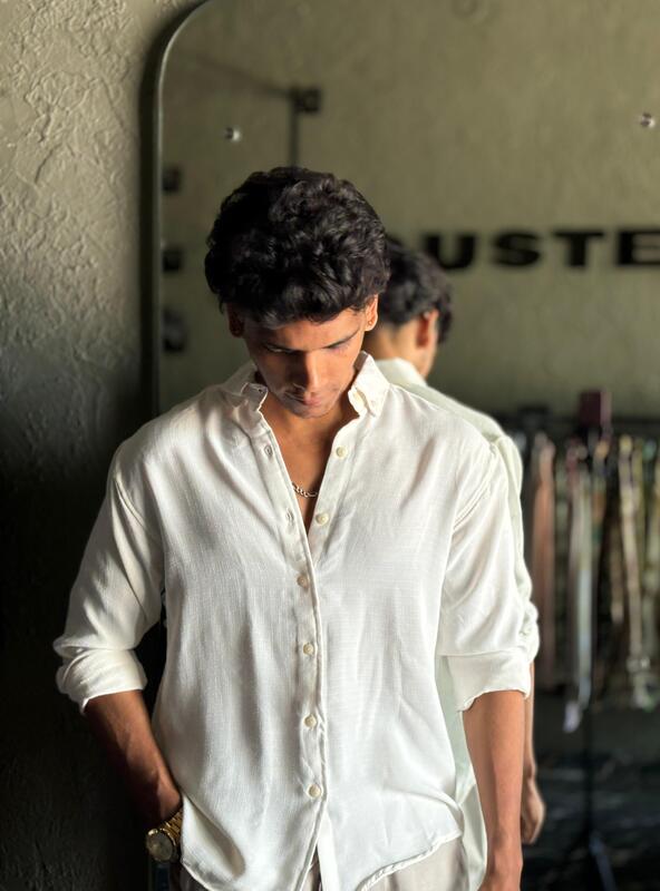 Crystal white crushed shirt