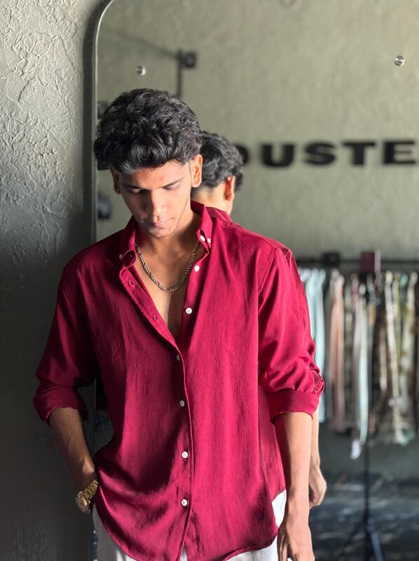 Cherry red crushed shirt