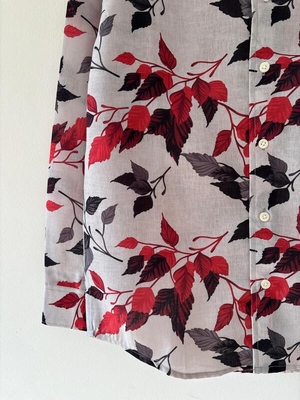 Crimson shadow leaf printed shirt