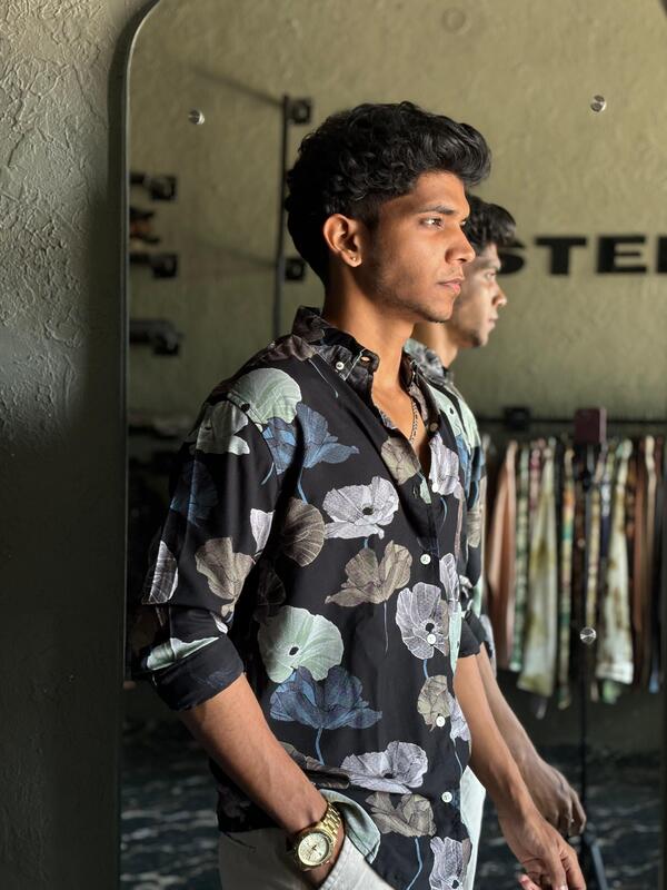 Midnight bloom printed shirt