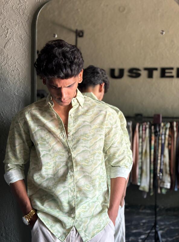 Mint wave printed shirt