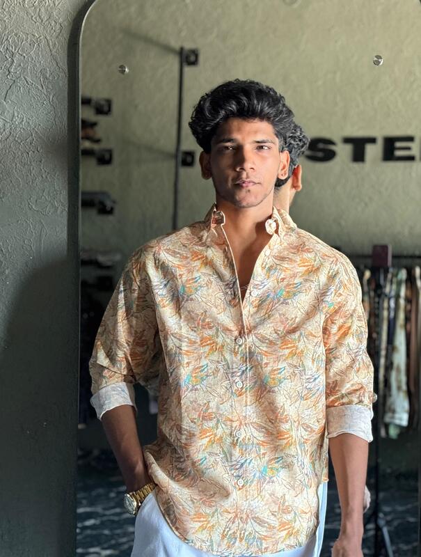 Autumn leaf printed shirt