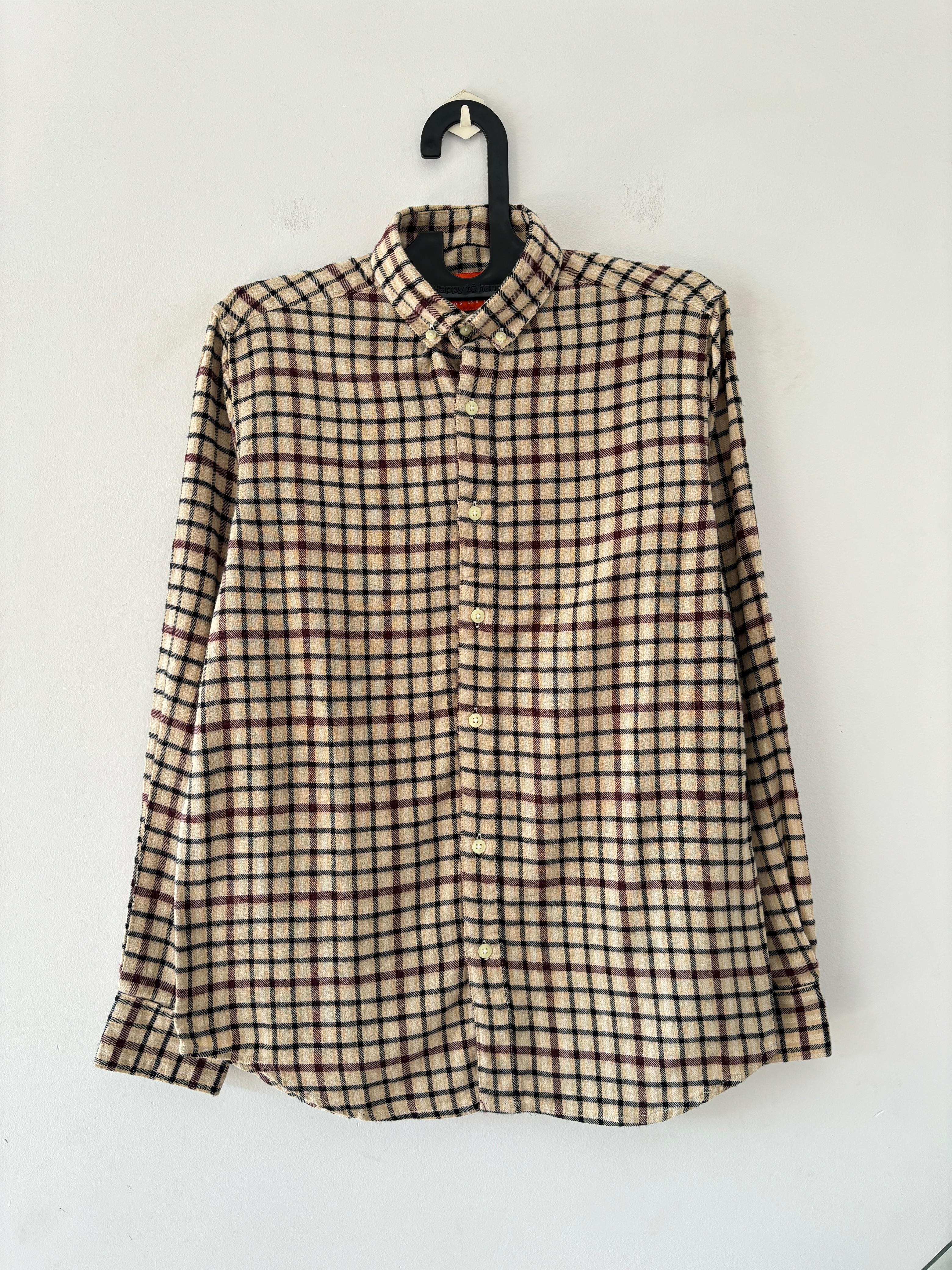 Dark beige & maroon flannels