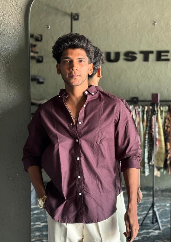 Deep plum solid shirt