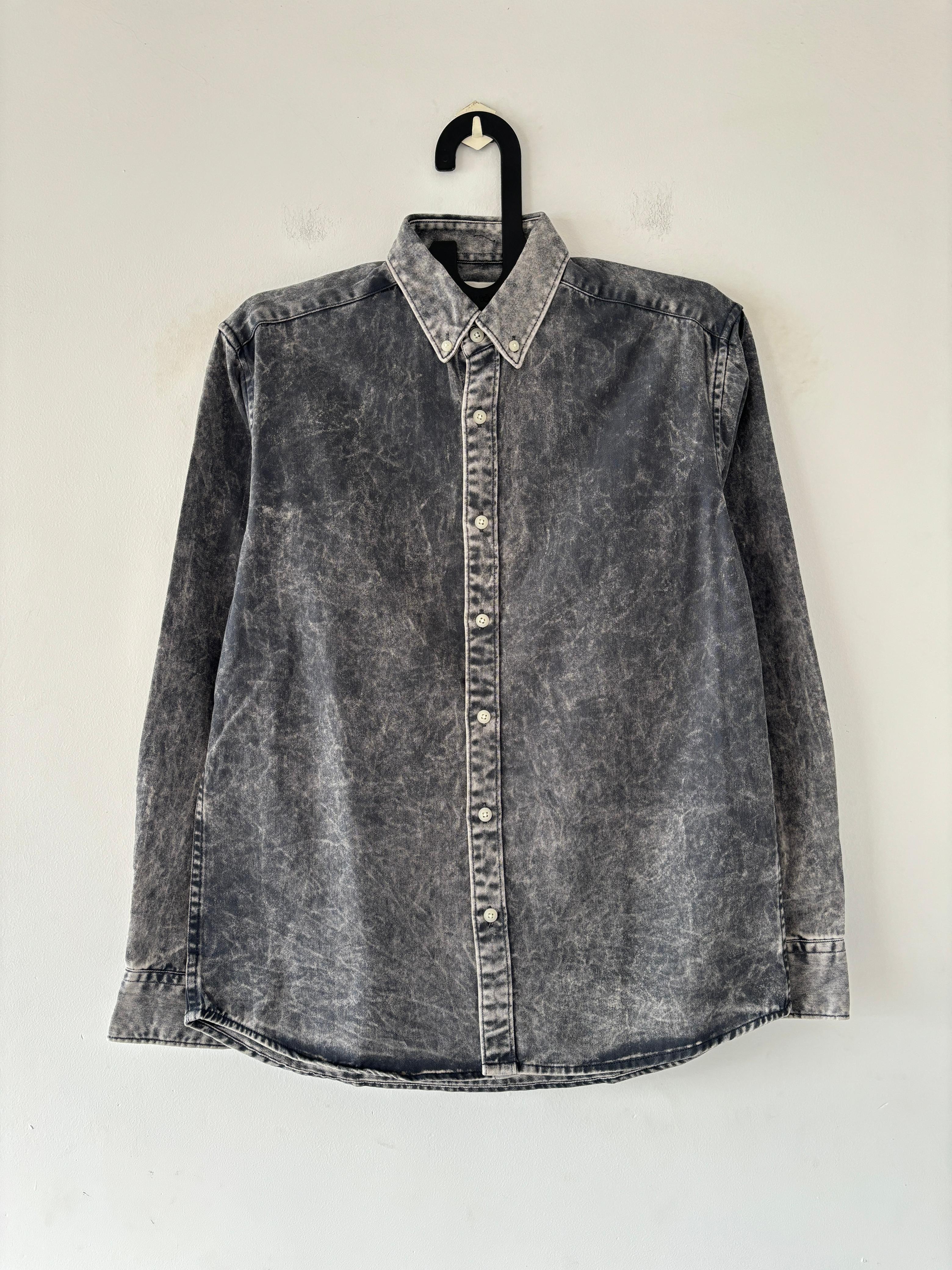 Charcoal grey washed denim shirt