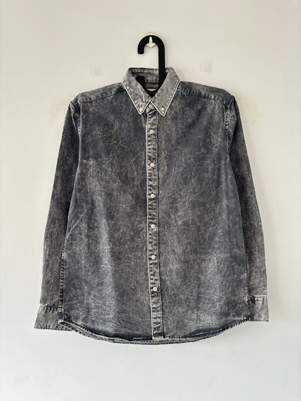 Charcoal grey washed denim shirt