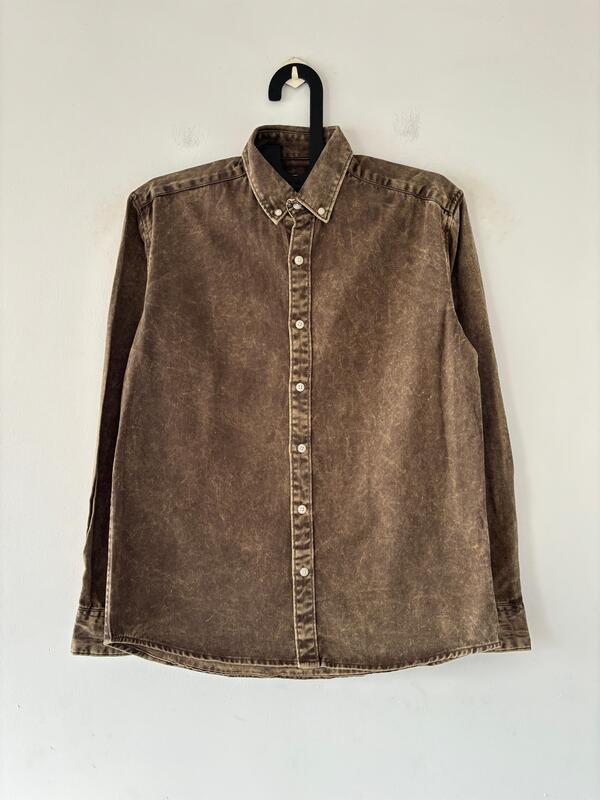 Rust brown washed denim shirt