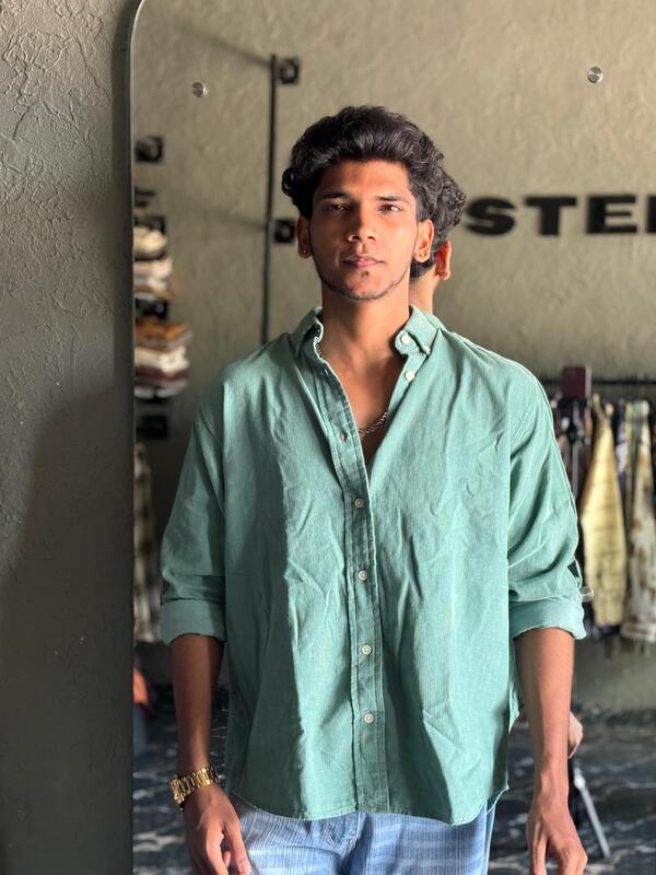 Seafoam corduroy shirt