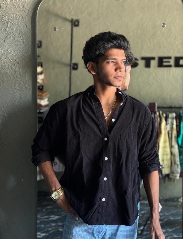 Jet black corduroy shirt