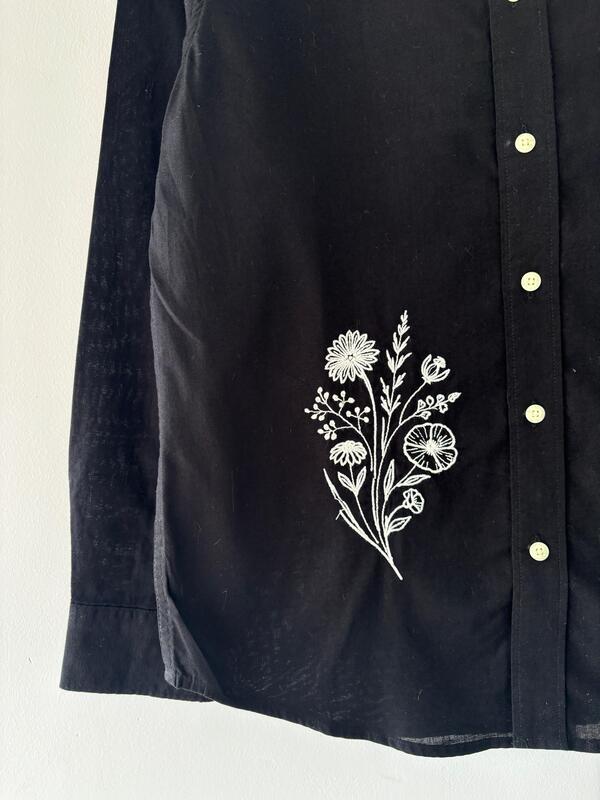 Black linen embroidered shirt