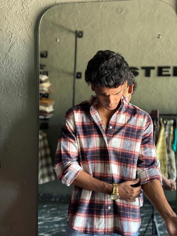 Navy & rust flannels