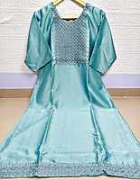 Satin Kurti Light Blue