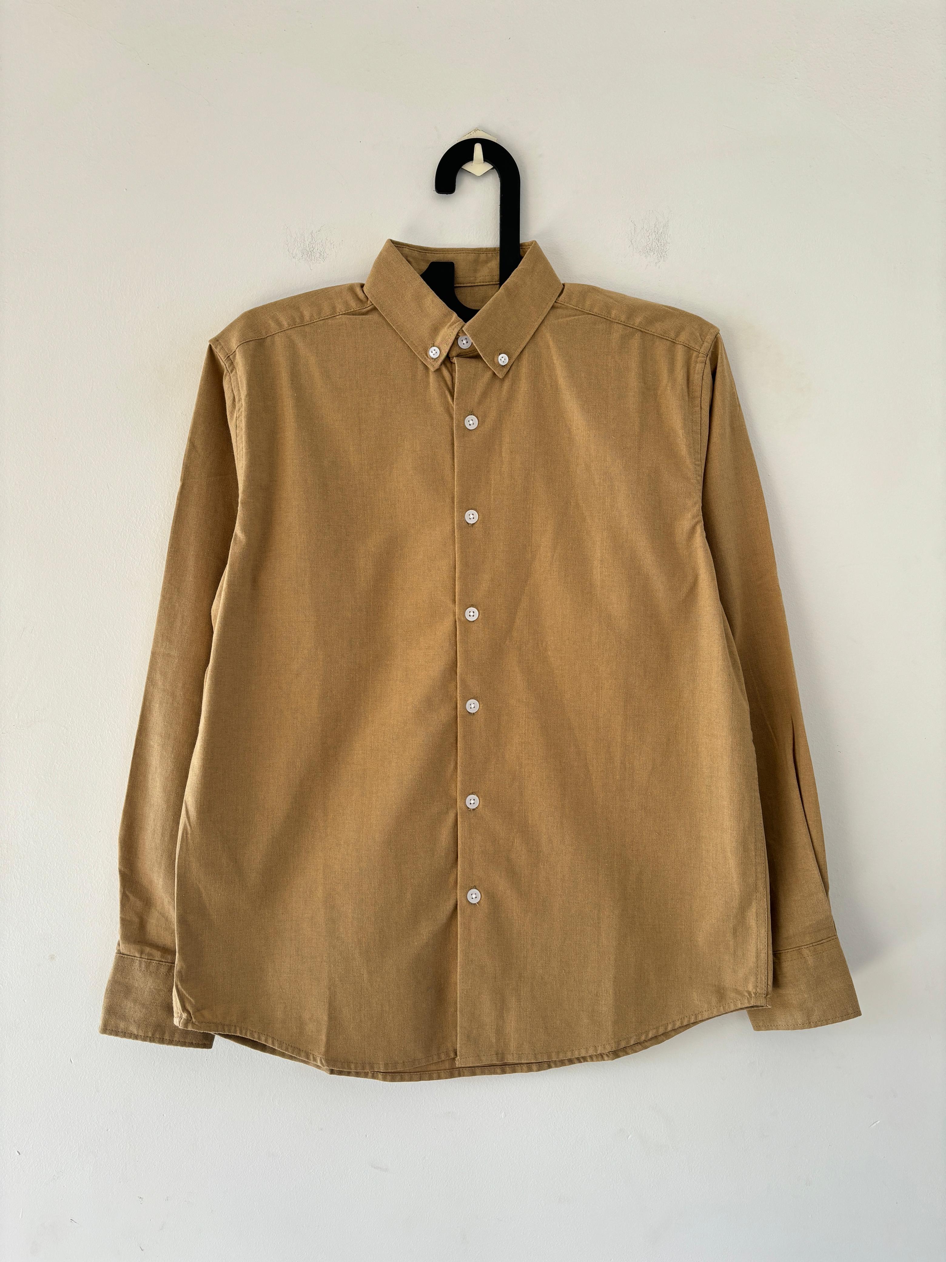 Camel beige linen-oxford shirt