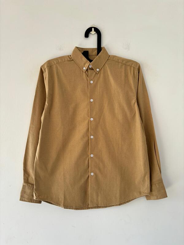 Camel beige linen-oxford shirt