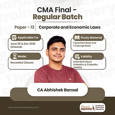 CMA Final β Paper 13: Corporate and Economic Laws | Regular Batch