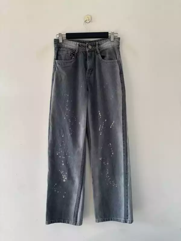 Ash grey splatter straight fit