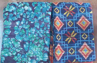 Georgette Two Sarees Blue Colour and Red Colour Combo