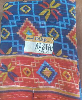 Georgette Two Sarees Blue Colour and Red Colour Combo