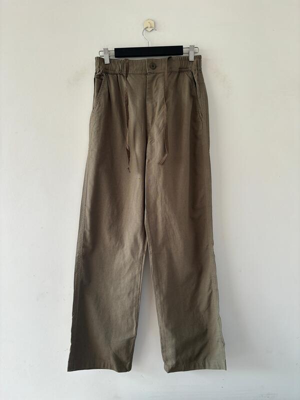 Deep olive relaxed-fit linen pants