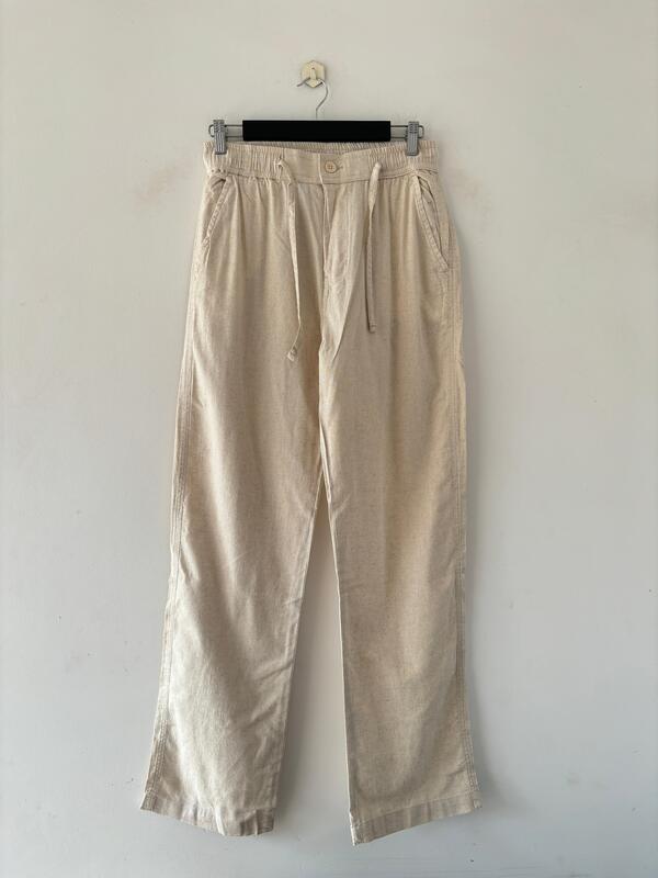 Off-white relaxed-fit linen pants