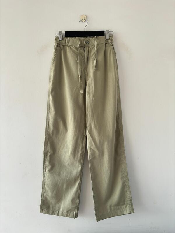 Sage green relaxed-fit linen pants