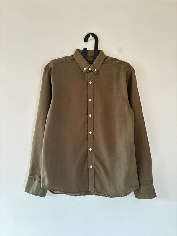 Olive green linen shirt