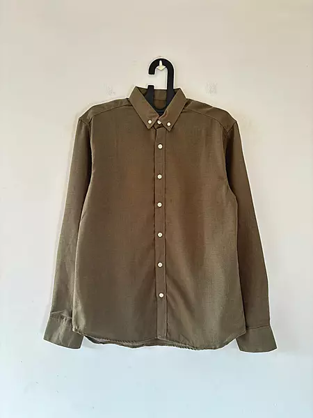 Olive green linen shirt