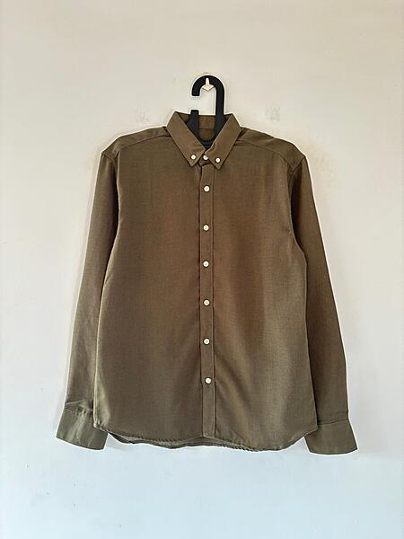 Olive green linen shirt