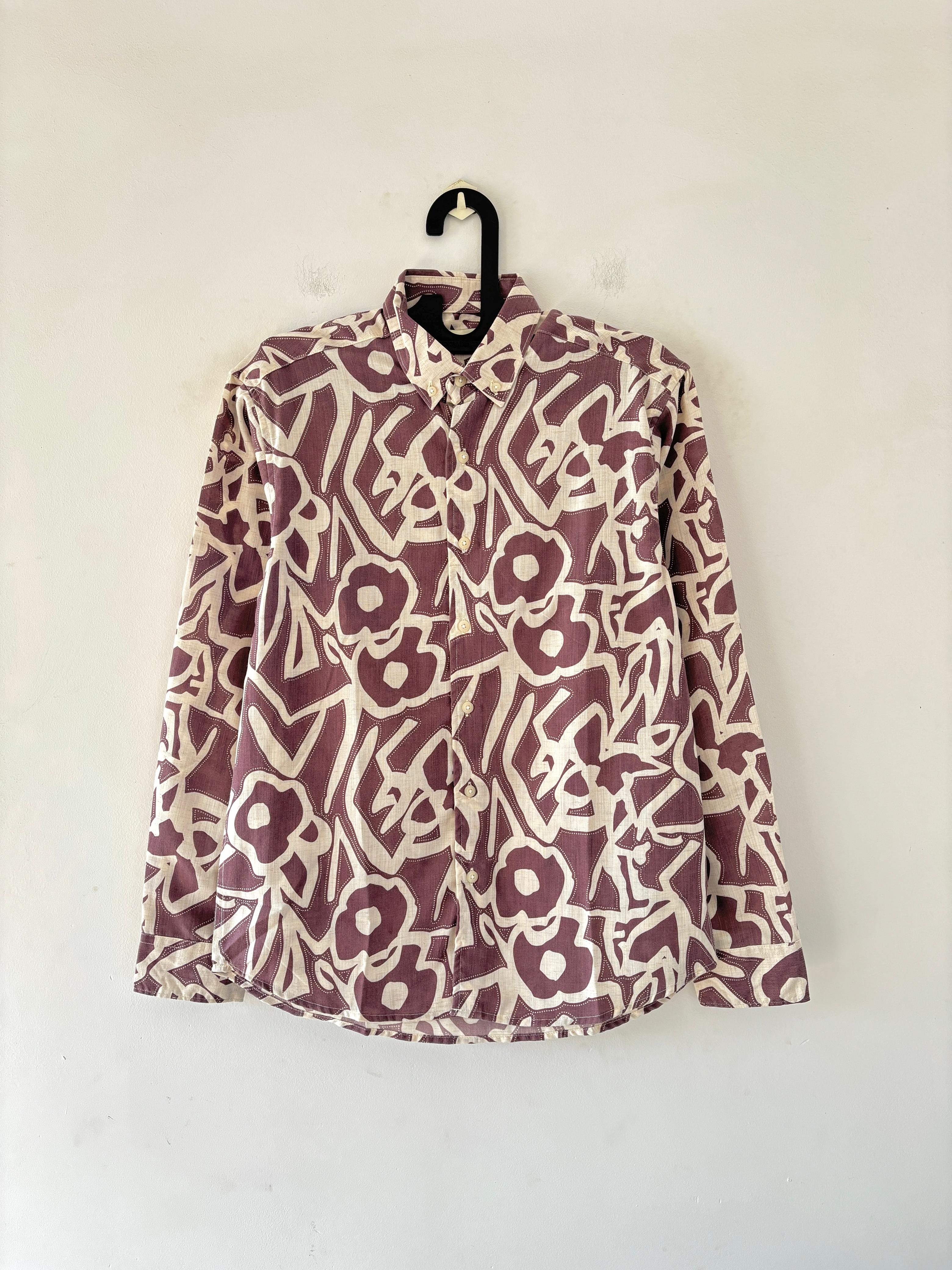 Dusty rose & white printed shirt