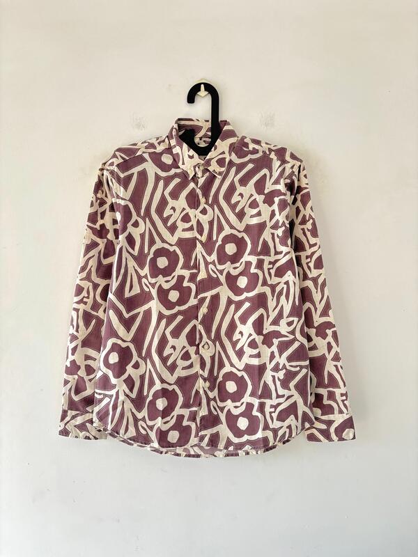 Dusty rose & white printed shirt