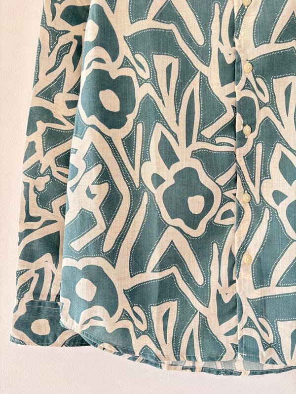Teal & white printed shirt