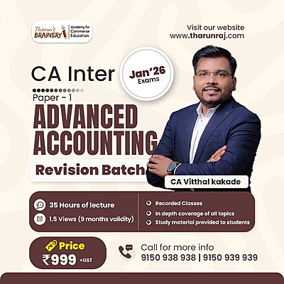 CA Inter โ Paper 1: Advanced Accounting | Revision Batch
