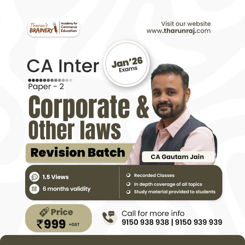 CA Inter – Paper 2: Corporate & Other Laws | Revision Batch