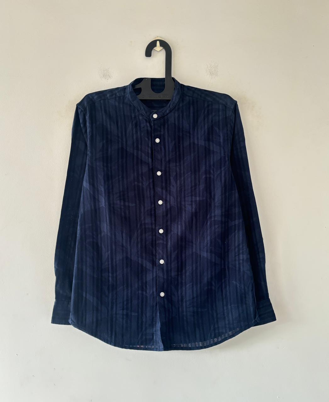Indigo blue mandarin shirt