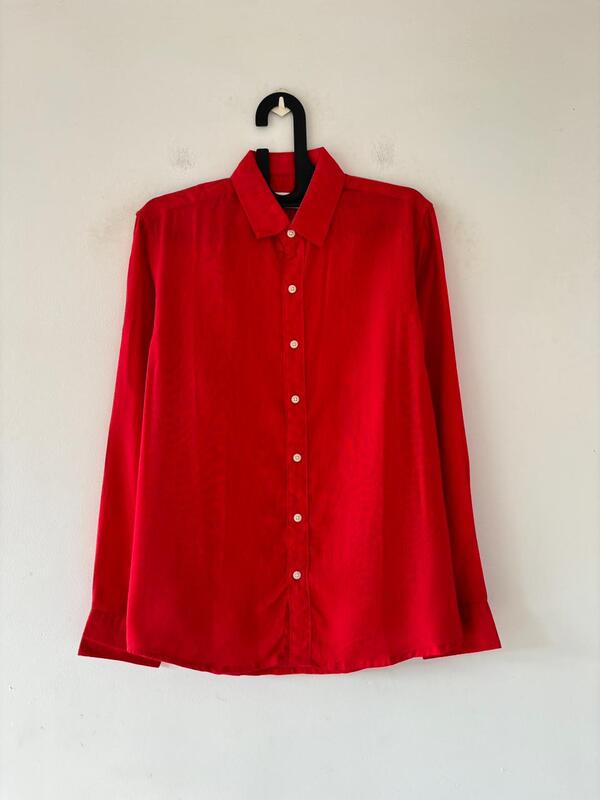Bright red linen shirt