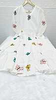 Mul Cotton Butterfly Frock White