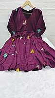 Mul Cotton Butterfly Frock Purple