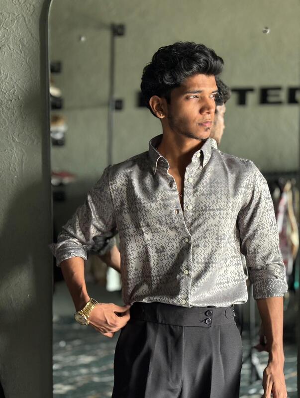 Grey self-designer shirt