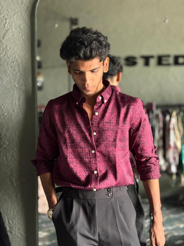 Maroon self-designer shirt