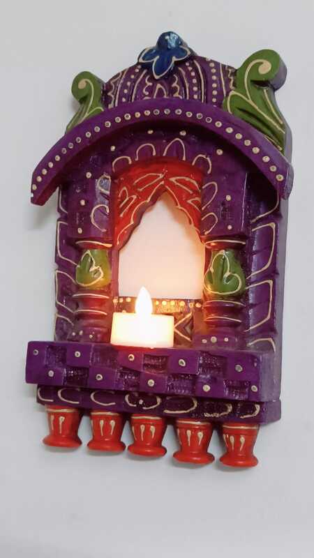 Hand Painted Wooden Jharokha Decor β Indian Wall Art, Rajasthani Design, Boho Home Accent