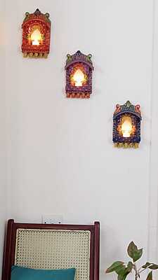 Hand Painted Wooden Jharokha Decor – Indian Wall Art, Rajasthani Design, Boho Home Accent