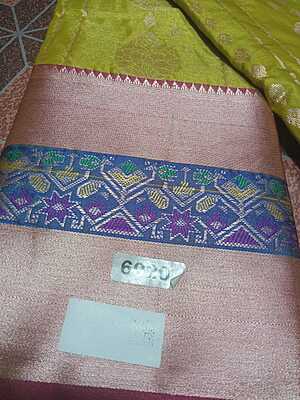 Soft Venkatagiri Pattu Saree Yellow Colour With Blue & Silver Border