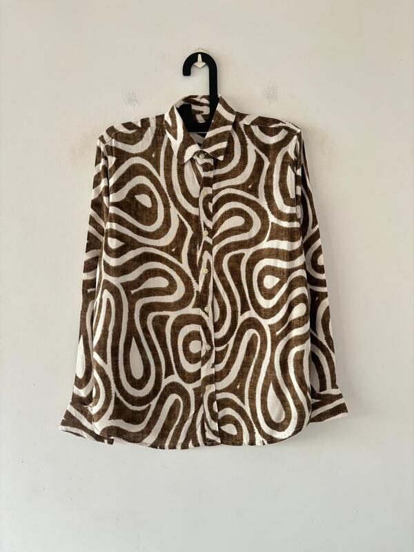 Cocoa linen printed shirt