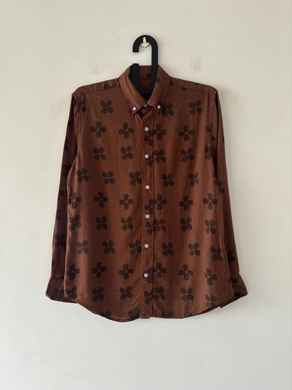 Earthbloom Brown linen printed shirt