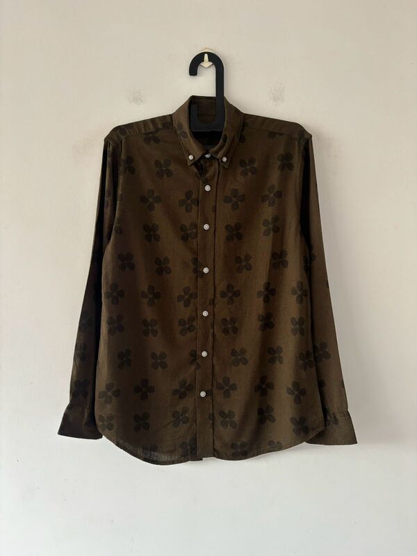 Mocha Clover linen printed shirt