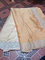 Siroski Stones Saree Light Orenge Colour With Maggam Work Blouse
